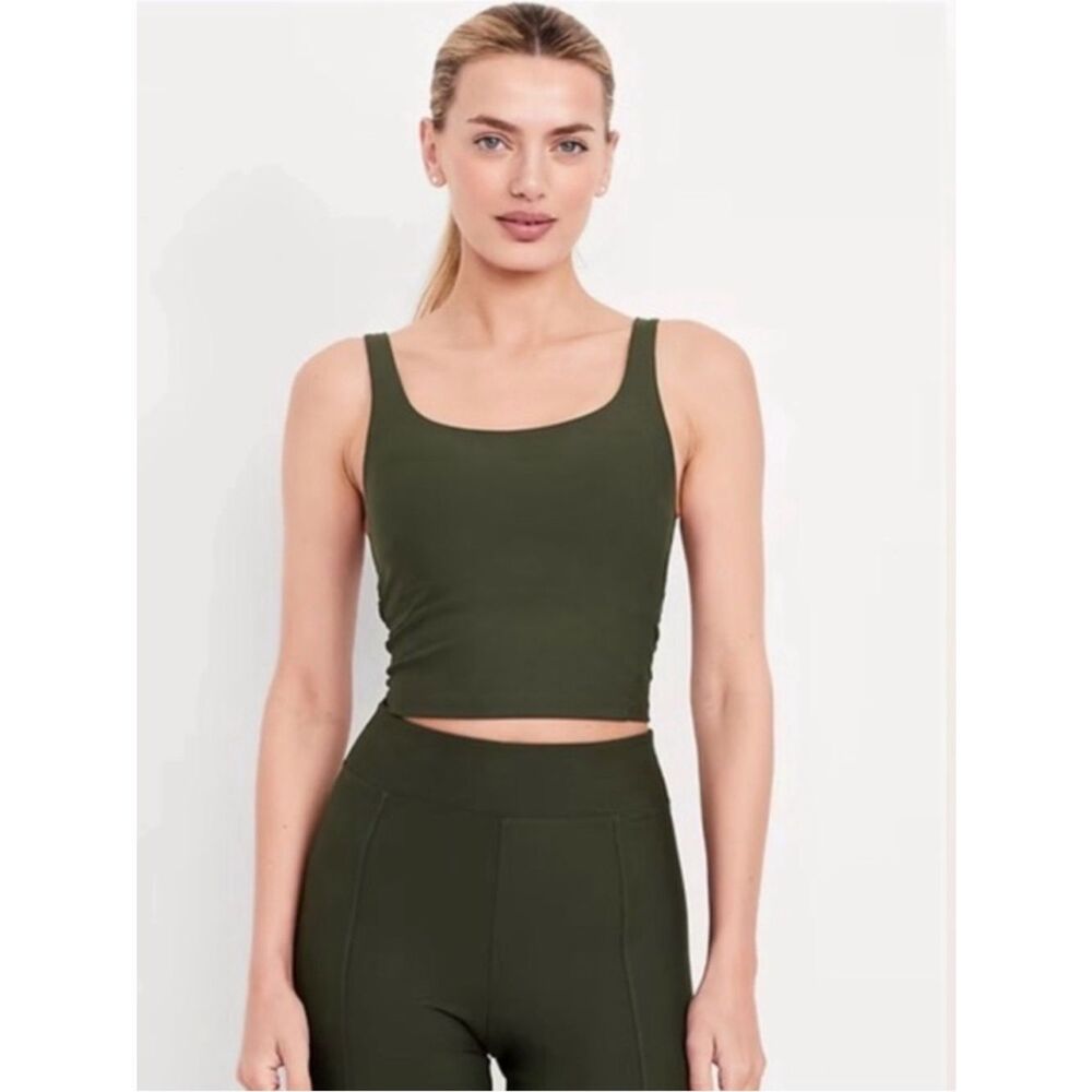 Old Navy Olive Green Light Support PowerSoft Longline Sports bra cropped tank